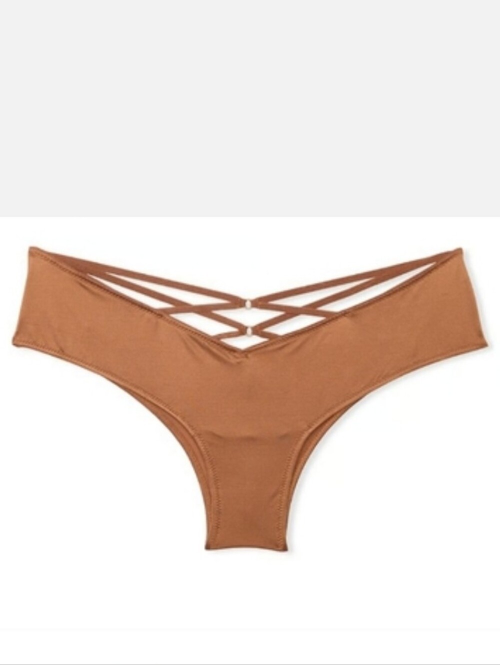 Victoria's secret very sexy strappy back high-leg cheeky panty CARAMEL LARGE
